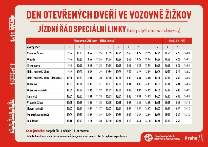 jízdní řád Vozovna-Bílá labuť